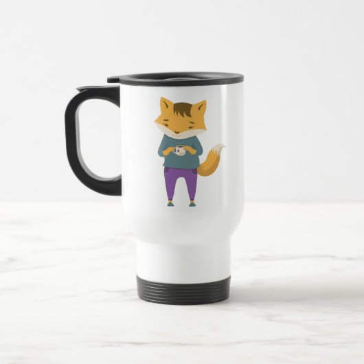 Niedlicher Fuchs mit Tasse Tee (Links)