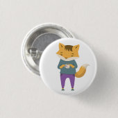 Niedlicher Fuchs mit Tasse Tee Button (Vorne & Hinten)