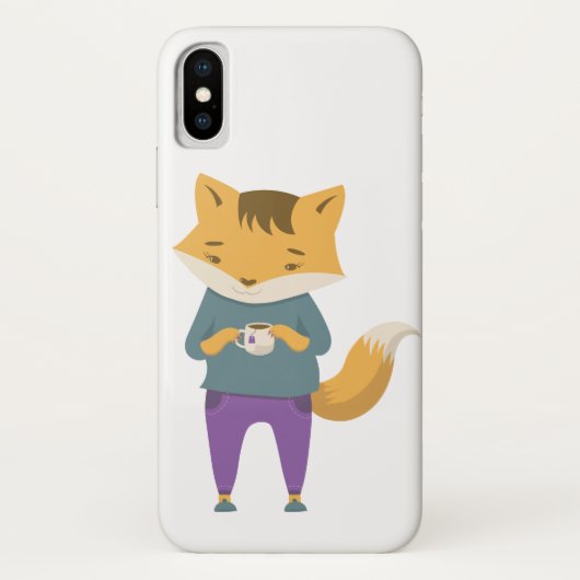 Niedlicher Fuchs mit Tasse Tee Case-Mate iPhone Hülle (Rückseite)