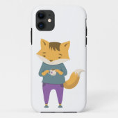 Niedlicher Fuchs mit Tasse Tee Case-Mate iPhone Hülle (Rückseite)