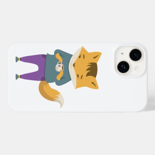 Niedlicher Fuchs mit Tasse Tee Case-Mate iPhone Hülle (Rückseite (Horizontal))