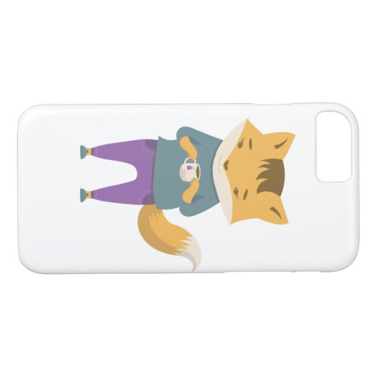 Niedlicher Fuchs mit Tasse Tee Case-Mate iPhone Hülle (Rückseite (Horizontal))
