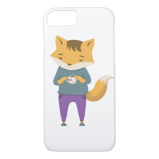 Niedlicher Fuchs mit Tasse Tee Case-Mate iPhone Hülle (Rückseite)
