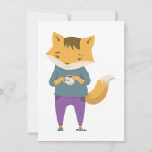 Niedlicher Fuchs mit Tasse Tee Feiertagskarte (Rückseite)
