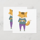 Niedlicher Fuchs mit Tasse Tee Feiertagskarte (Vorne/Hinten)