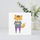 Niedlicher Fuchs mit Tasse Tee Feiertagskarte (Stehend Vorderseite)