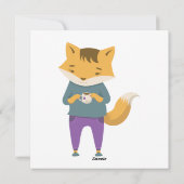Niedlicher Fuchs mit Tasse Tee Feiertagskarte (Rückseite)