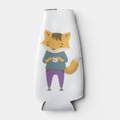 Niedlicher Fuchs mit Tasse Tee Flaschenkühler (Vorderseite)
