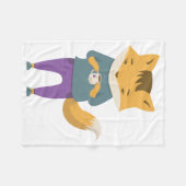 Niedlicher Fuchs mit Tasse Tee Fleecedecke (Vorderseite (Horizontal))