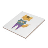 Niedlicher Fuchs mit Tasse Tee Fliese (Seite)