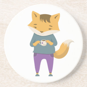 Niedlicher Fuchs mit Tasse Tee Getränkeuntersetzer