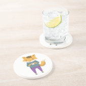 Niedlicher Fuchs mit Tasse Tee Getränkeuntersetzer (Seite)