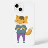 Niedlicher Fuchs mit Tasse Tee iPhone Hülle (Rückseite)