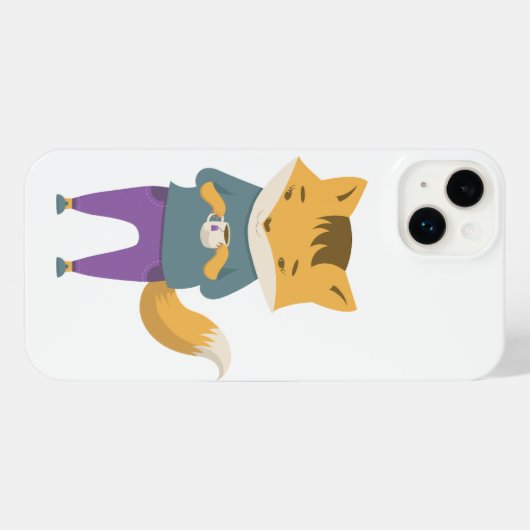 Niedlicher Fuchs mit Tasse Tee iPhone Hülle (Rückseite (Horizontal))