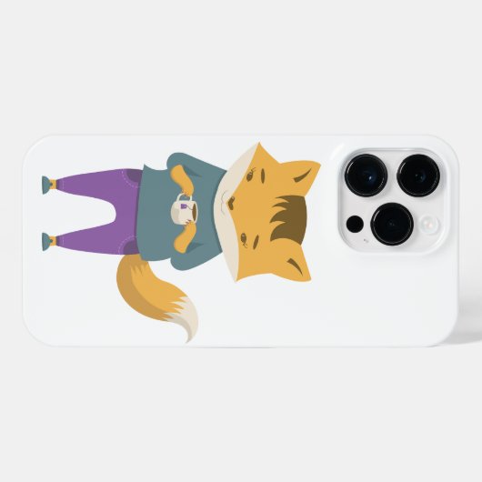 Niedlicher Fuchs mit Tasse Tee iPhone Hülle (Rückseite (Horizontal))