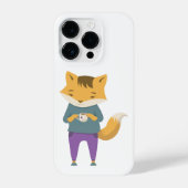 Niedlicher Fuchs mit Tasse Tee iPhone Hülle (Rückseite)