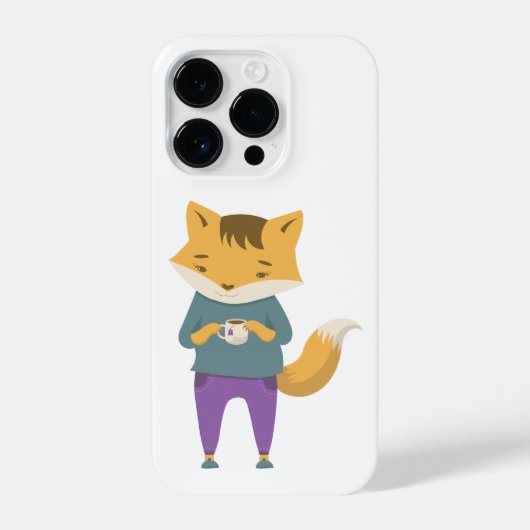 Niedlicher Fuchs mit Tasse Tee iPhone Hülle (Rückseite)