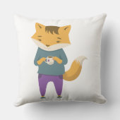 Niedlicher Fuchs mit Tasse Tee Kissen (Rückseite)