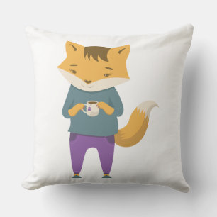Niedlicher Fuchs mit Tasse Tee Kissen