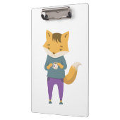 Niedlicher Fuchs mit Tasse Tee Klemmbrett (Links)