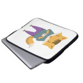 Niedlicher Fuchs mit Tasse Tee Laptopschutzhülle (Vorne Knopf)