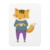 Niedlicher Fuchs mit Tasse Tee Magnet (Vertikal)