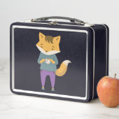 Niedlicher Fuchs mit Tasse Tee Metall Brotdose (Beispiel)