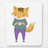 Niedlicher Fuchs mit Tasse Tee Mousepad (Vorne)