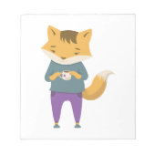Niedlicher Fuchs mit Tasse Tee Notizblock (Vorderseite)