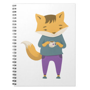 Niedlicher Fuchs mit Tasse Tee Notizblock