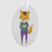 Niedlicher Fuchs mit Tasse Tee Ornament (Vorderseite)