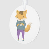Niedlicher Fuchs mit Tasse Tee Ornament (Vorderseite)
