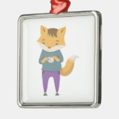Niedlicher Fuchs mit Tasse Tee Ornament Aus Metall (Links)