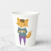Niedlicher Fuchs mit Tasse Tee Pappbecher (Vorderseite)