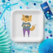 Niedlicher Fuchs mit Tasse Tee Pappteller (Party)