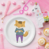 Niedlicher Fuchs mit Tasse Tee Pappteller (Party)
