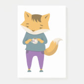 Niedlicher Fuchs mit Tasse Tee Post-it Klebezettel (Vorderseite)