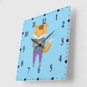 Niedlicher Fuchs mit Tasse Tee Quadratische Wanduhr (Winkel)