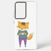 Niedlicher Fuchs mit Tasse Tee Samsung Galaxy Hülle (Rückseite)