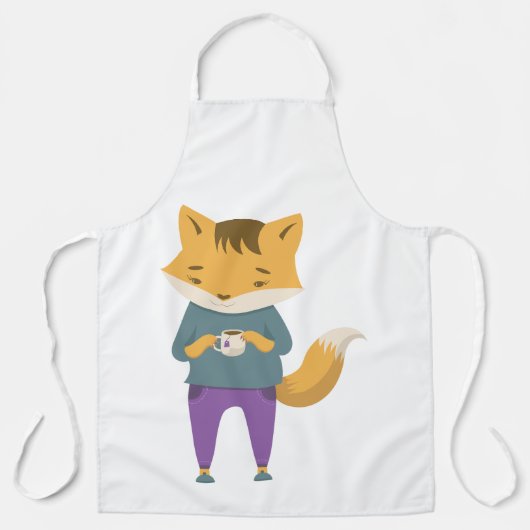 Niedlicher Fuchs mit Tasse Tee Schürze (Vorderseite)