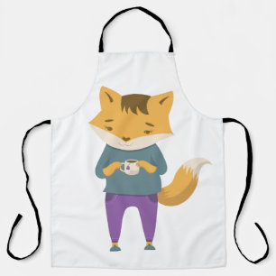 Niedlicher Fuchs mit Tasse Tee Schürze