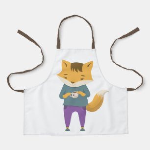 Niedlicher Fuchs mit Tasse Tee Schürze