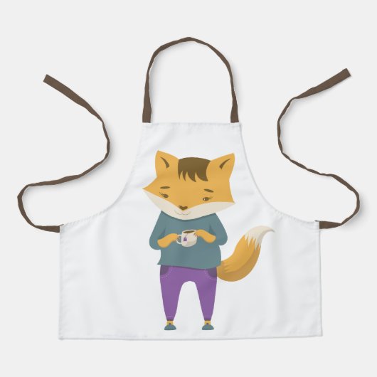 Niedlicher Fuchs mit Tasse Tee Schürze (Vorderseite)