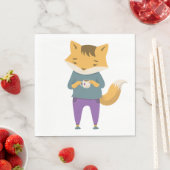 Niedlicher Fuchs mit Tasse Tee Serviette (Beispiel)