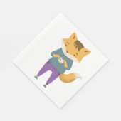 Niedlicher Fuchs mit Tasse Tee Serviette (Ecke)
