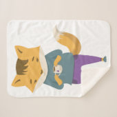 Niedlicher Fuchs mit Tasse Tee Sherpadecke (Vorderseite (Horizontal))