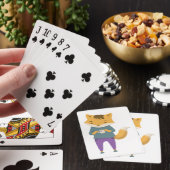 Niedlicher Fuchs mit Tasse Tee Spielkarten (In Situ)