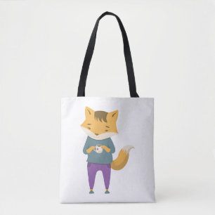 Niedlicher Fuchs mit Tasse Tee Tasche