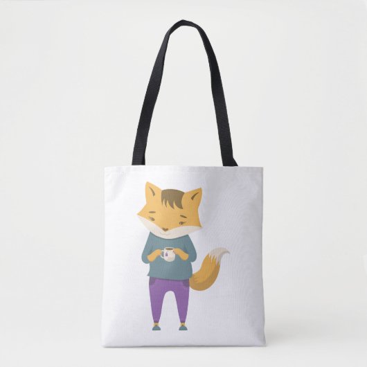 Niedlicher Fuchs mit Tasse Tee Tasche (Vorderseite)