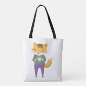 Niedlicher Fuchs mit Tasse Tee Tasche (Rückseite)